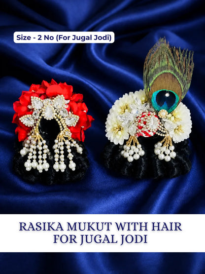Rasika Mukut pair with attached hair for Radha Krishna Jugal Jodi