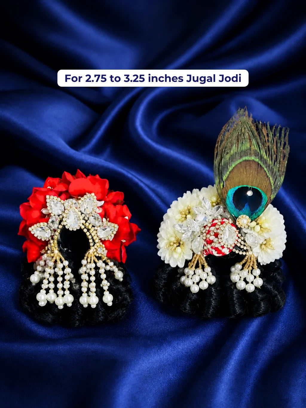 Rasika Mukut pair with attached hair for Radha Krishna Jugal Jodi