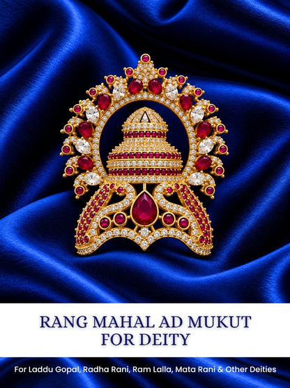 Ratna Kalash AD Mukut for Deity with jewel-inspired traditional design and sparkling American Diamond detailing
