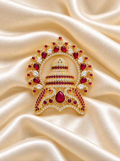 Ratna Kalash AD Mukut for Deity with jewel-inspired traditional design and sparkling American Diamond detailing
