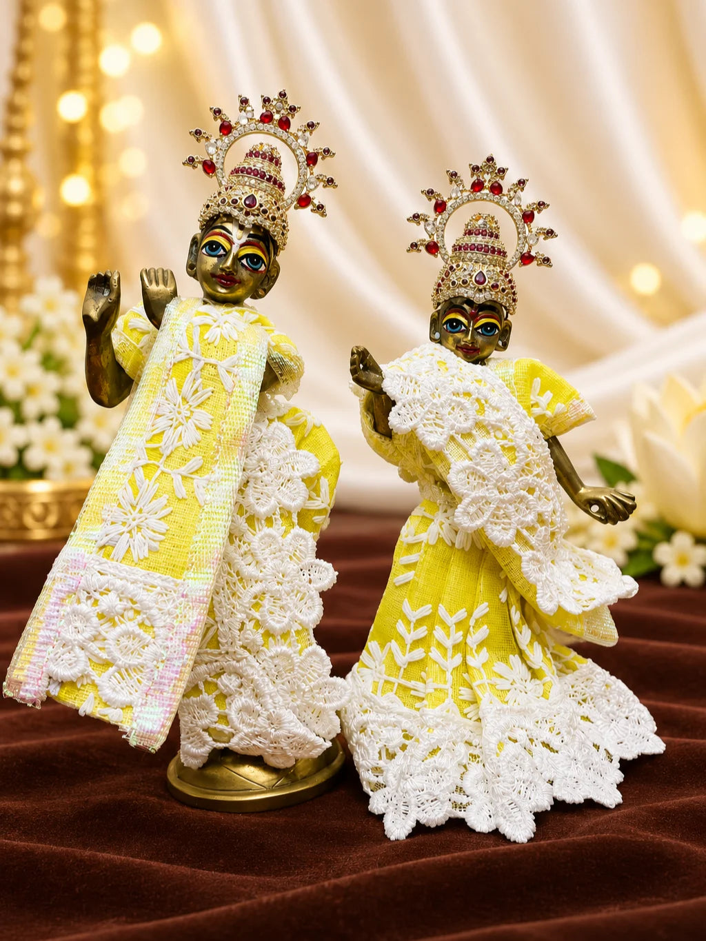 Ratna Kalash AD Mukut for Deity with jewel-inspired traditional design and sparkling American Diamond detailing
