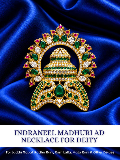 Ratna Kalash AD Mukut for Deity with jewel-inspired traditional design and sparkling American Diamond detailing

