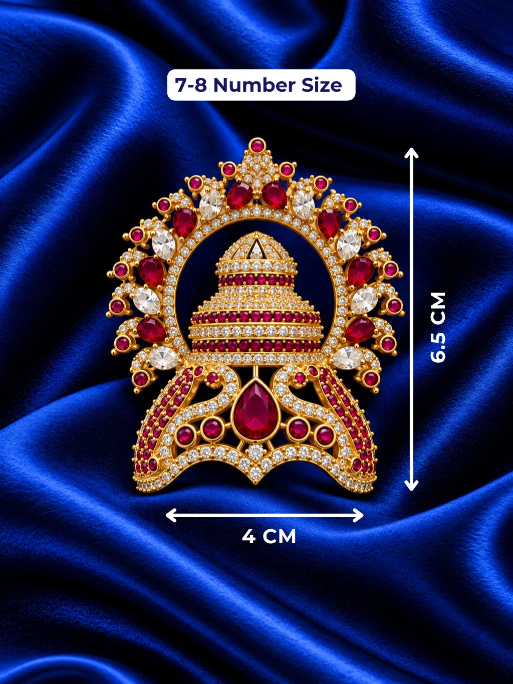 Ratna Kalash AD Mukut for Deity with jewel-inspired traditional design and sparkling American Diamond detailing
