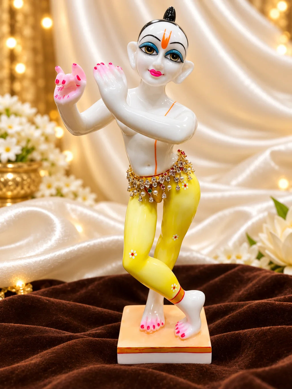 Ratna Mukta Manjari AD Kamarbandh for Deity featuring pearl-inspired ornamental styling and sparkling American Diamond detailing for Radha Rani waist shringar
