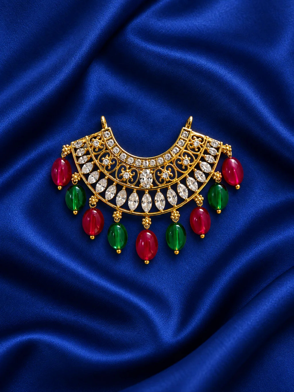 Ratna Rani AD Choker for Deity featuring sparkling American Diamond stones and elegant royal detailing. Perfect for Laddu Gopal and festive shringar.