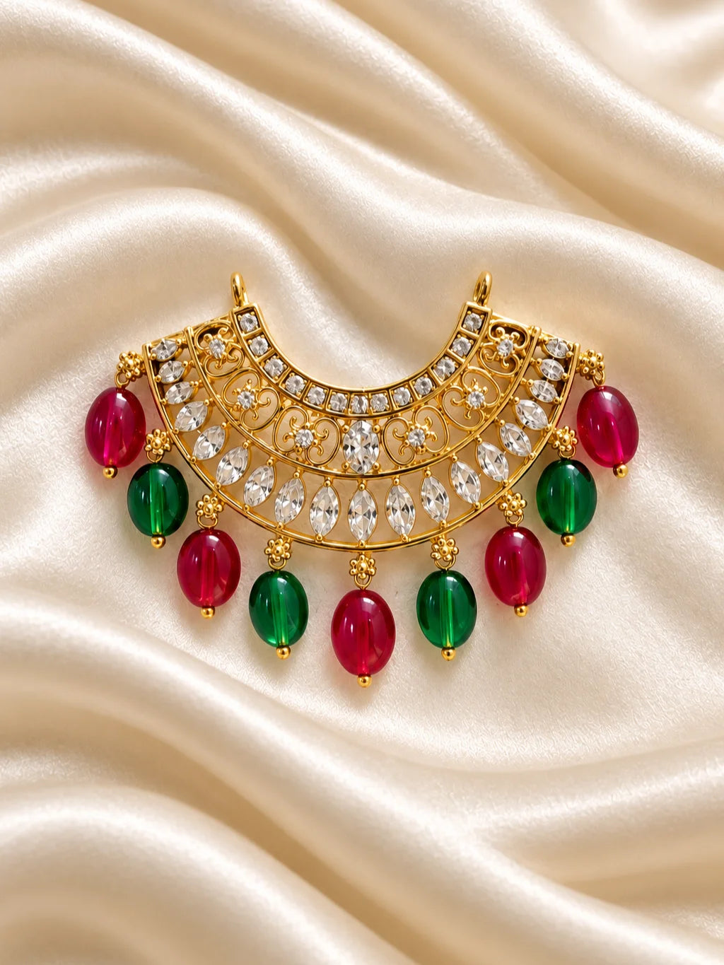 Ratna Rani AD Choker for Deity featuring sparkling American Diamond stones and elegant royal detailing. Perfect for Laddu Gopal and festive shringar.