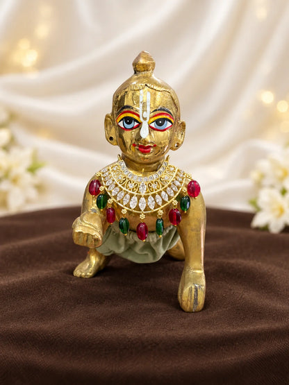 Ratna Rani AD Choker for Deity featuring sparkling American Diamond stones and elegant royal detailing. Perfect for Laddu Gopal and festive shringar.