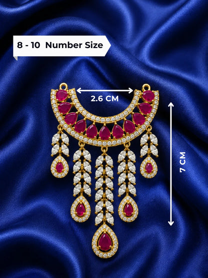 Ratnamanjari AD Necklace for deity featuring radiant stones and sparkling American Diamond detailing