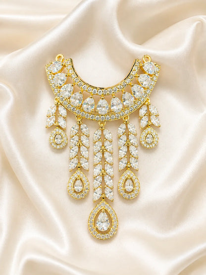 Ratnamanjari AD Necklace for deity featuring radiant stones and sparkling American Diamond detailing