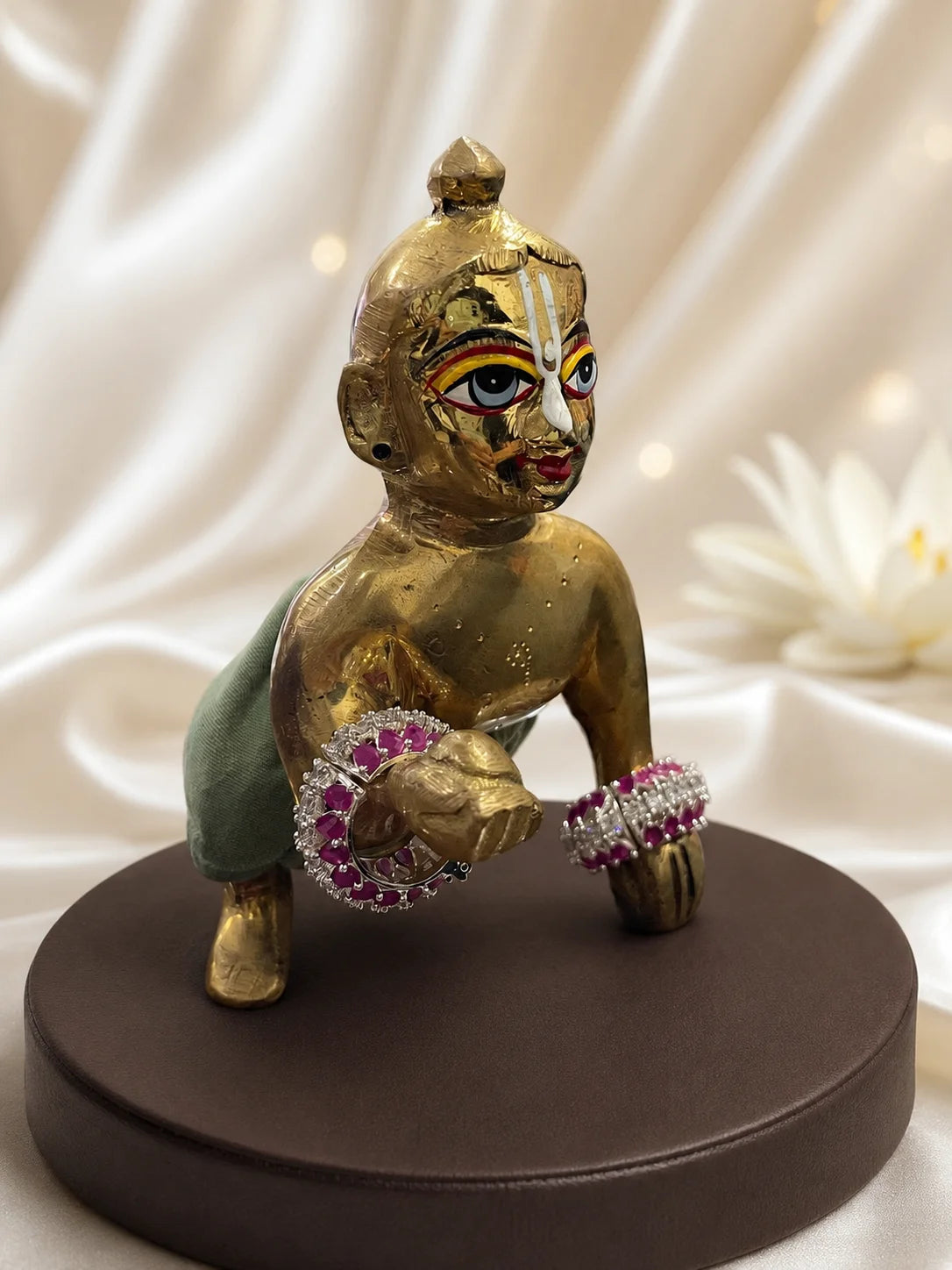 Ratnavali AD Bangles for Laddu Gopal with sparkling American diamond stones and gemstone-inspired design