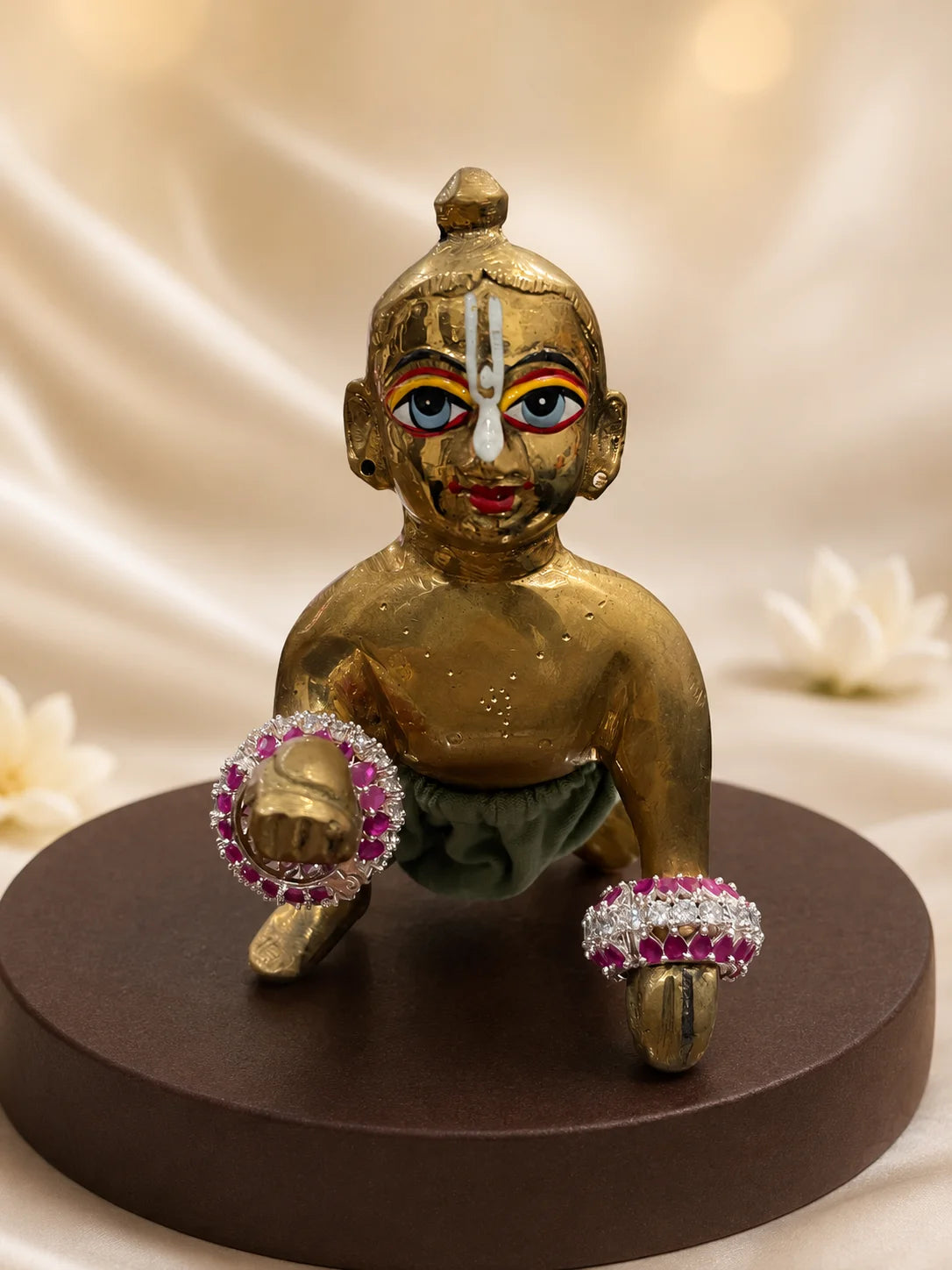 Ratnavali AD Bangles for Laddu Gopal with sparkling American diamond stones and gemstone-inspired design