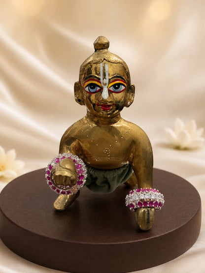 Ratnavali AD Bangles for Laddu Gopal with sparkling American diamond stones and gemstone-inspired design