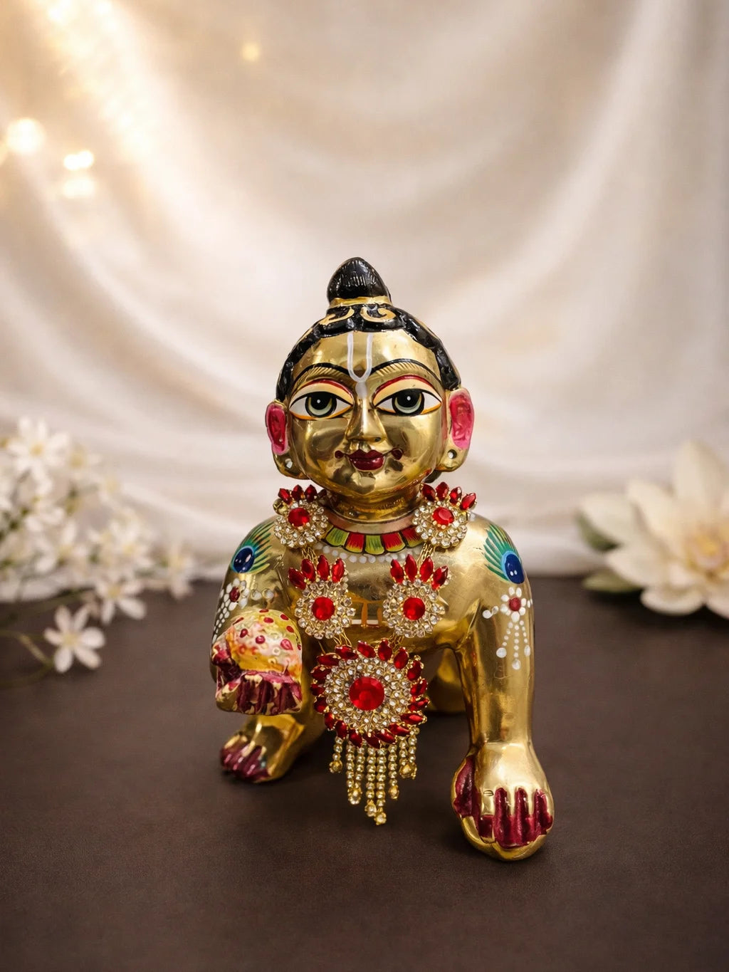 Red Designer Necklace for Deity