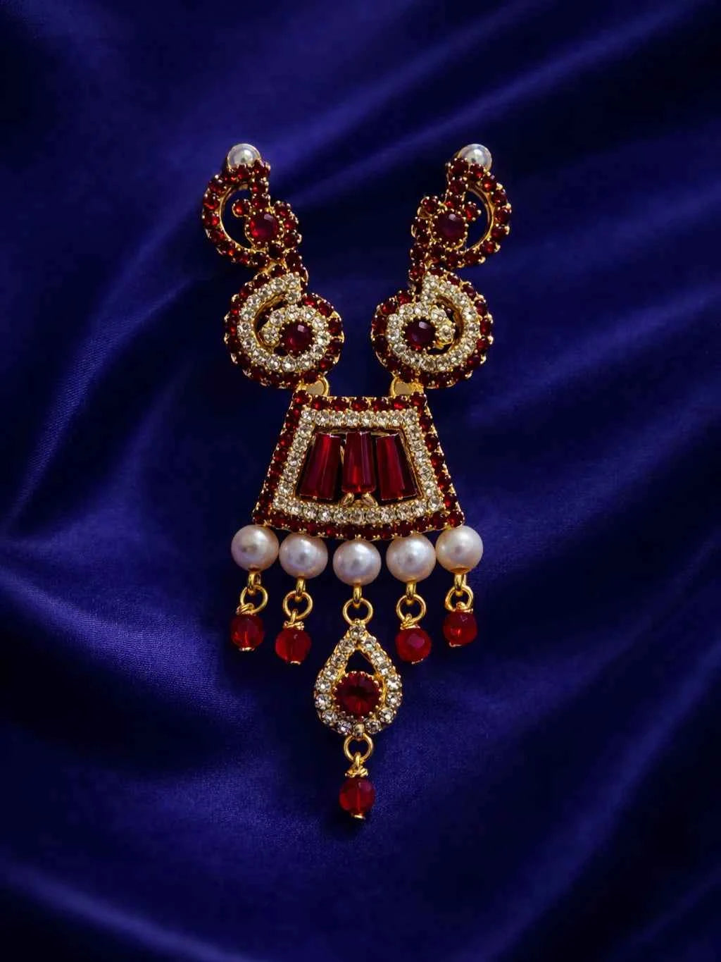 Red designer jewellery for God for festive divine shringar
