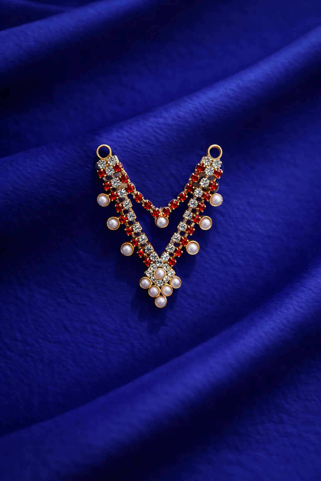 Red stone white pearl Laddu Gopal jewellery necklace for Thakur Ji shringar