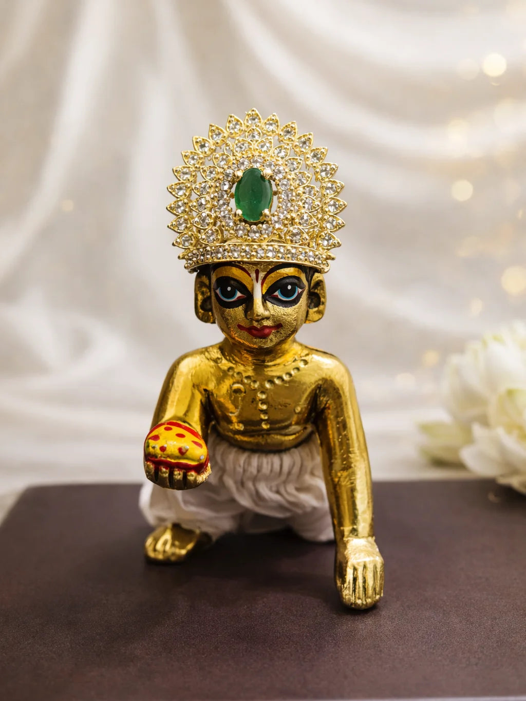 Royal Emerald Mukut for Deity