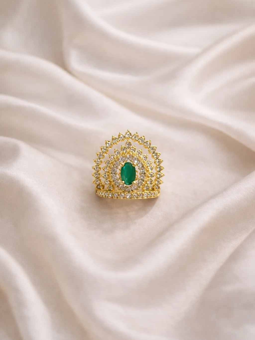 Royal Emerald Mukut for Deity