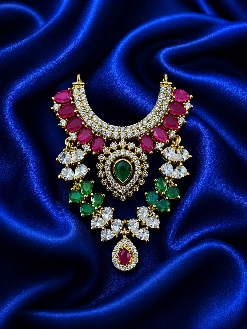 Royal Medallion Gold Plated AD Stone Haar for Laddu Gopal &amp; Deities
