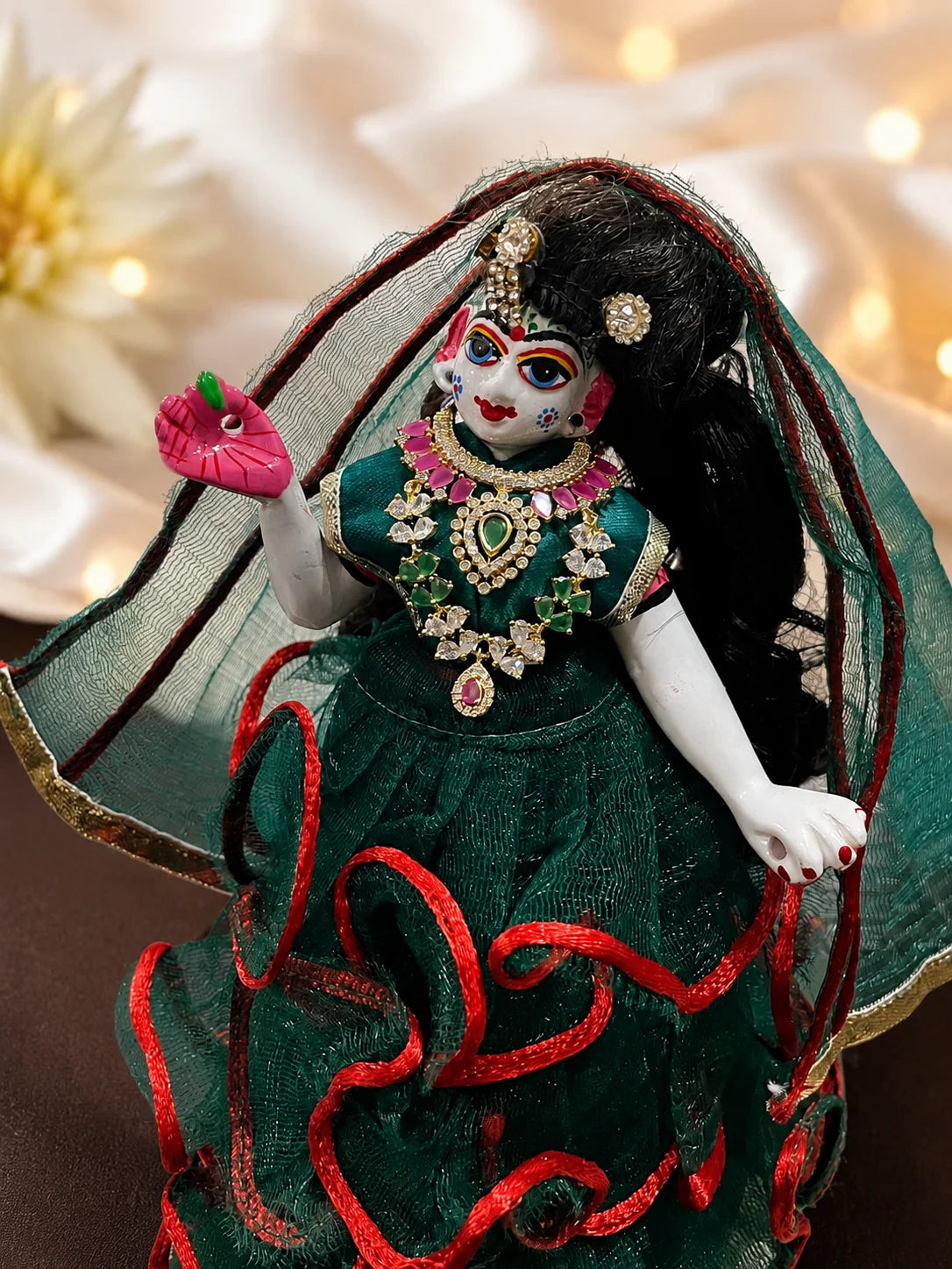 Royal Medallion Gold Plated AD Stone Haar for Laddu Gopal &amp; Deities