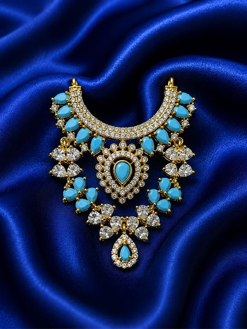 Royal Medallion Gold Plated AD Stone Haar for Laddu Gopal &amp; Deities