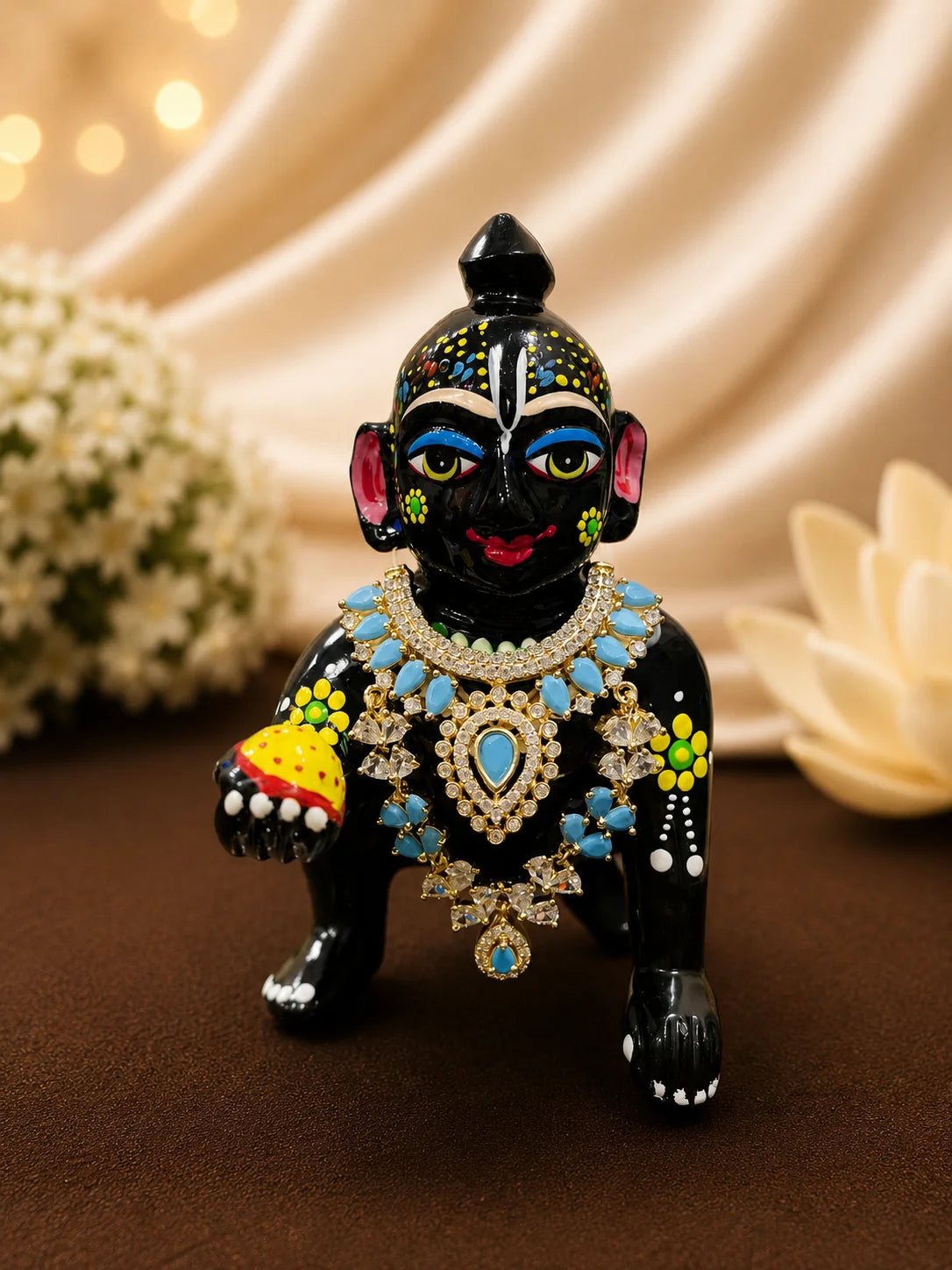 Royal Medallion Gold Plated AD Stone Haar for Laddu Gopal &amp; Deities