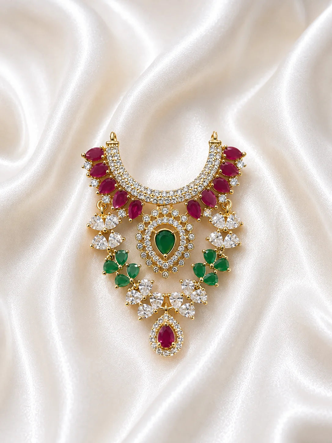 Royal Medallion Gold Plated AD Stone Haar for Laddu Gopal &amp; Deities