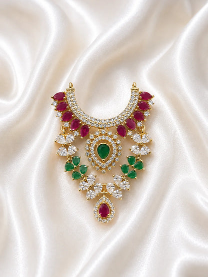 Royal Medallion Gold Plated AD Stone Haar for Laddu Gopal &amp; Deities