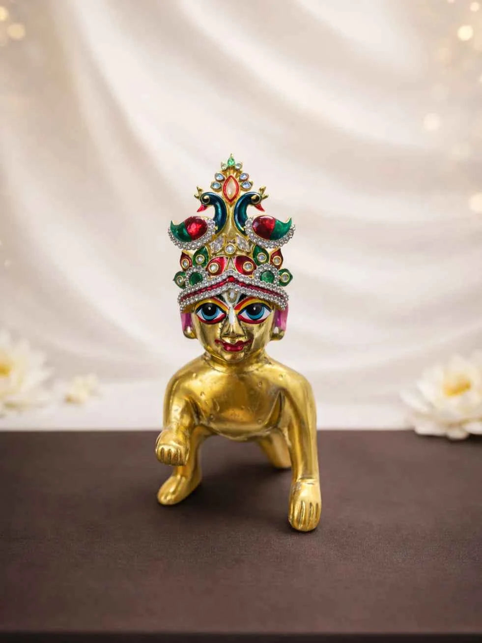 Royal Peacock Emerald Ruby Mukut for Deity