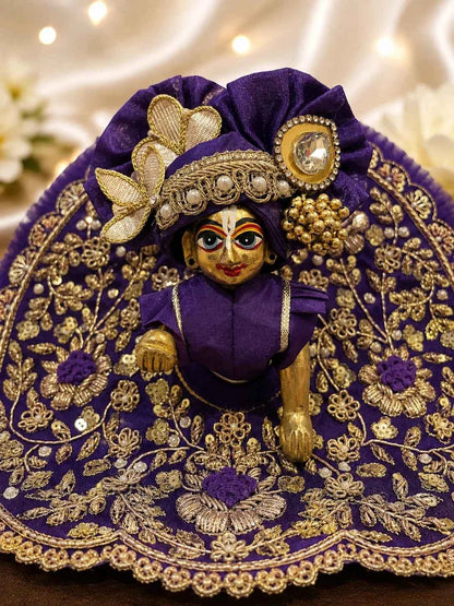 Purple Zari Embroidered Laddu Gopal Dress