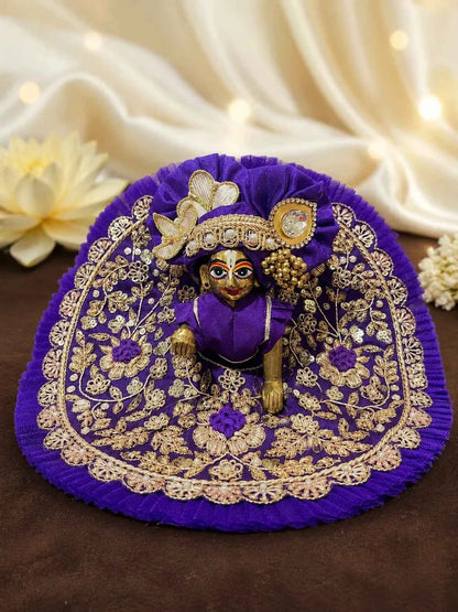 Purple Zari Embroidered Laddu Gopal Dress