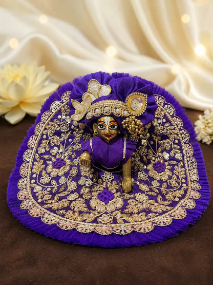 Purple Zari Embroidered Laddu Gopal Dress