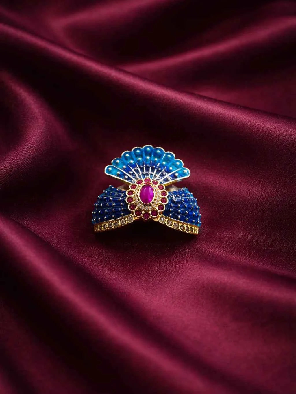 Royal Blue Jadau Laddu Gopal Mukut