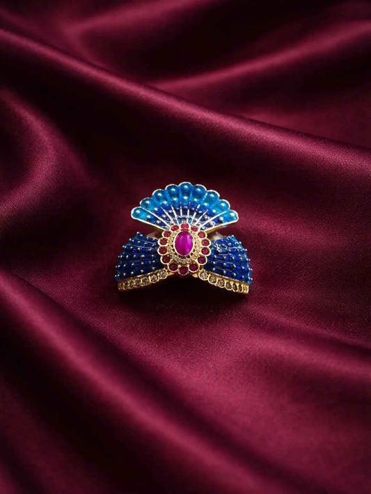 Royal Blue Jadau Laddu Gopal Mukut