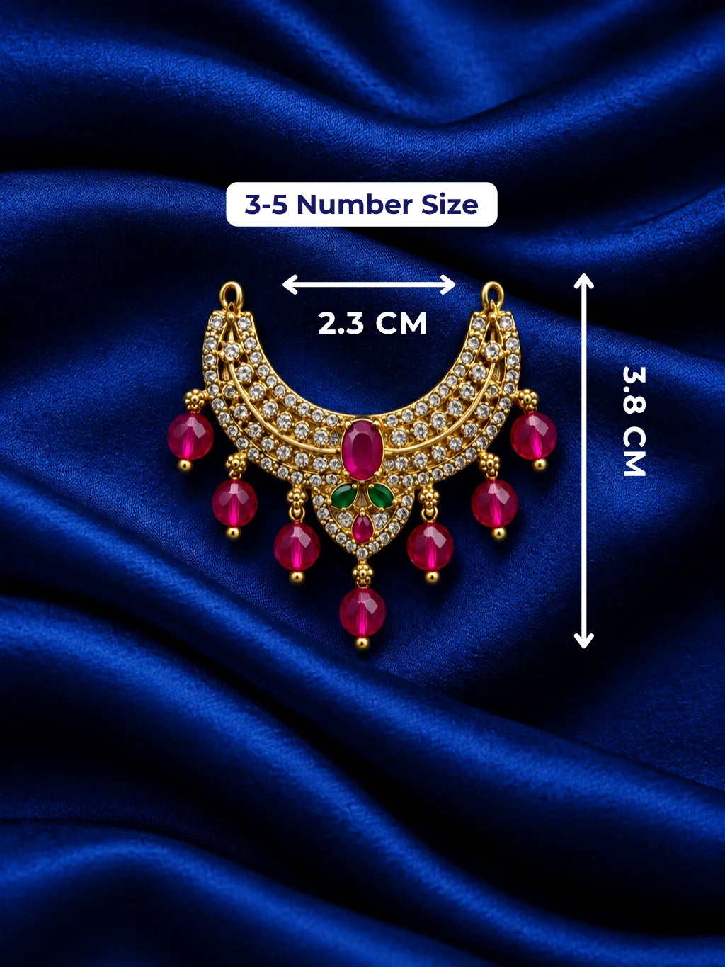 Ruby Rajsi AD Choker for Deity featuring rich ruby-toned stones and sparkling AD work. An elegant royal choker for Laddu Gopal and festive shringar.
