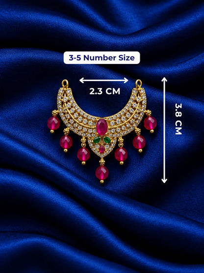 Ruby Rajsi AD Choker for Deity featuring rich ruby-toned stones and sparkling AD work. An elegant royal choker for Laddu Gopal and festive shringar.
