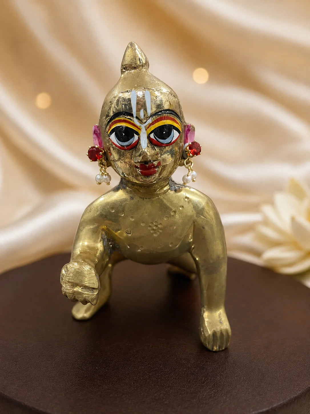 Ruby Pearl Drop Earrings for Laddu Gopal