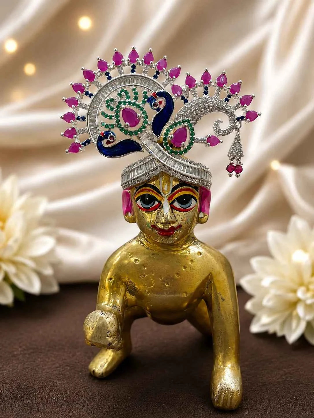 Silver Color Surya AD Mukut for Deity