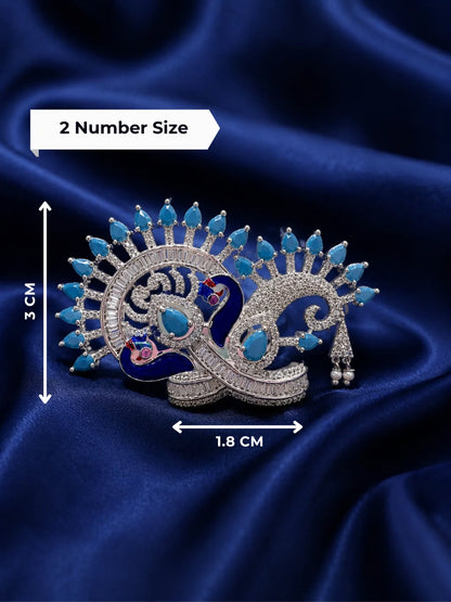 Silver color Surya AD Mukut for Laddu Gopal with sparkling American diamond design
