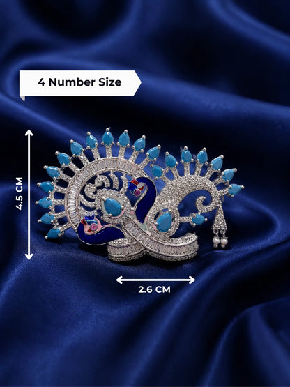 Silver color Surya AD Mukut for Laddu Gopal with sparkling American diamond design