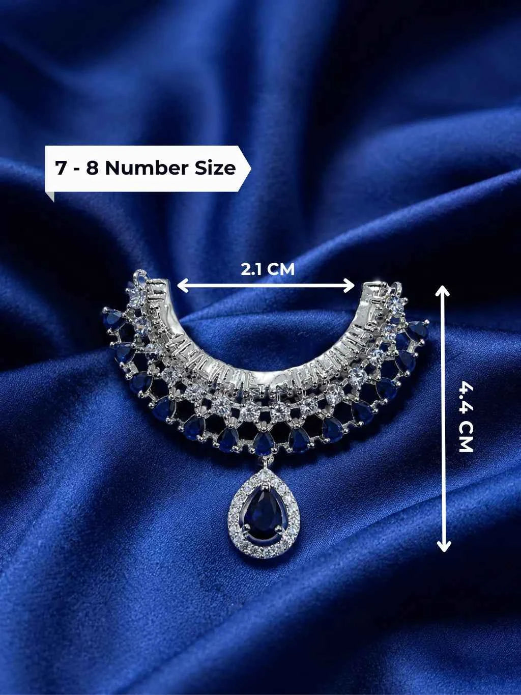 Sapphire Blue AD Stone Silver Plated Choker