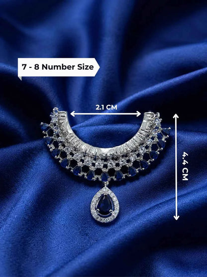Sapphire Blue AD Stone Silver Plated Choker