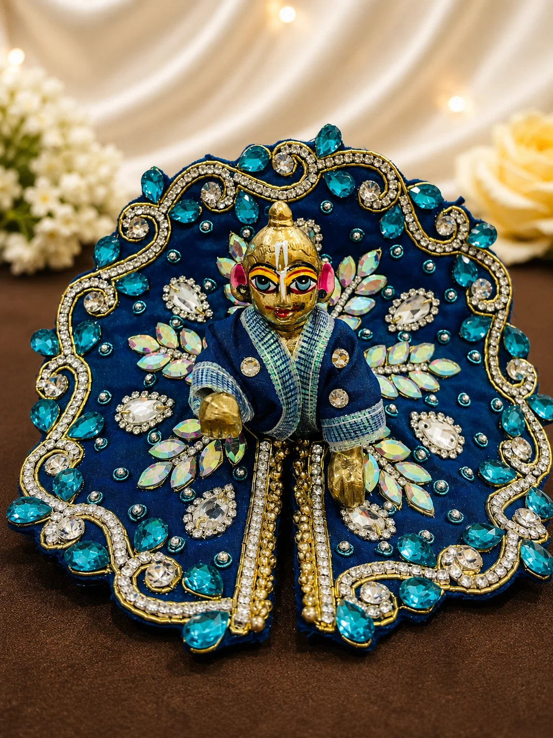 Sapphire Blue Heavy Poshak for Laddu Gopal festive shringar