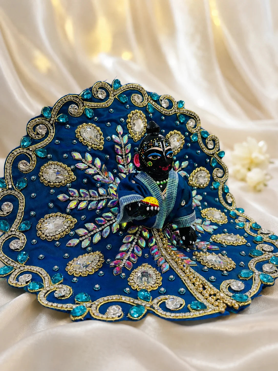 Sapphire Blue Heavy Poshak for Laddu Gopal festive shringar