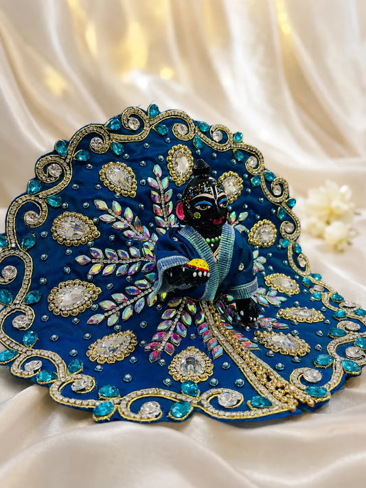 Sapphire Blue Heavy Poshak for Laddu Gopal festive shringar