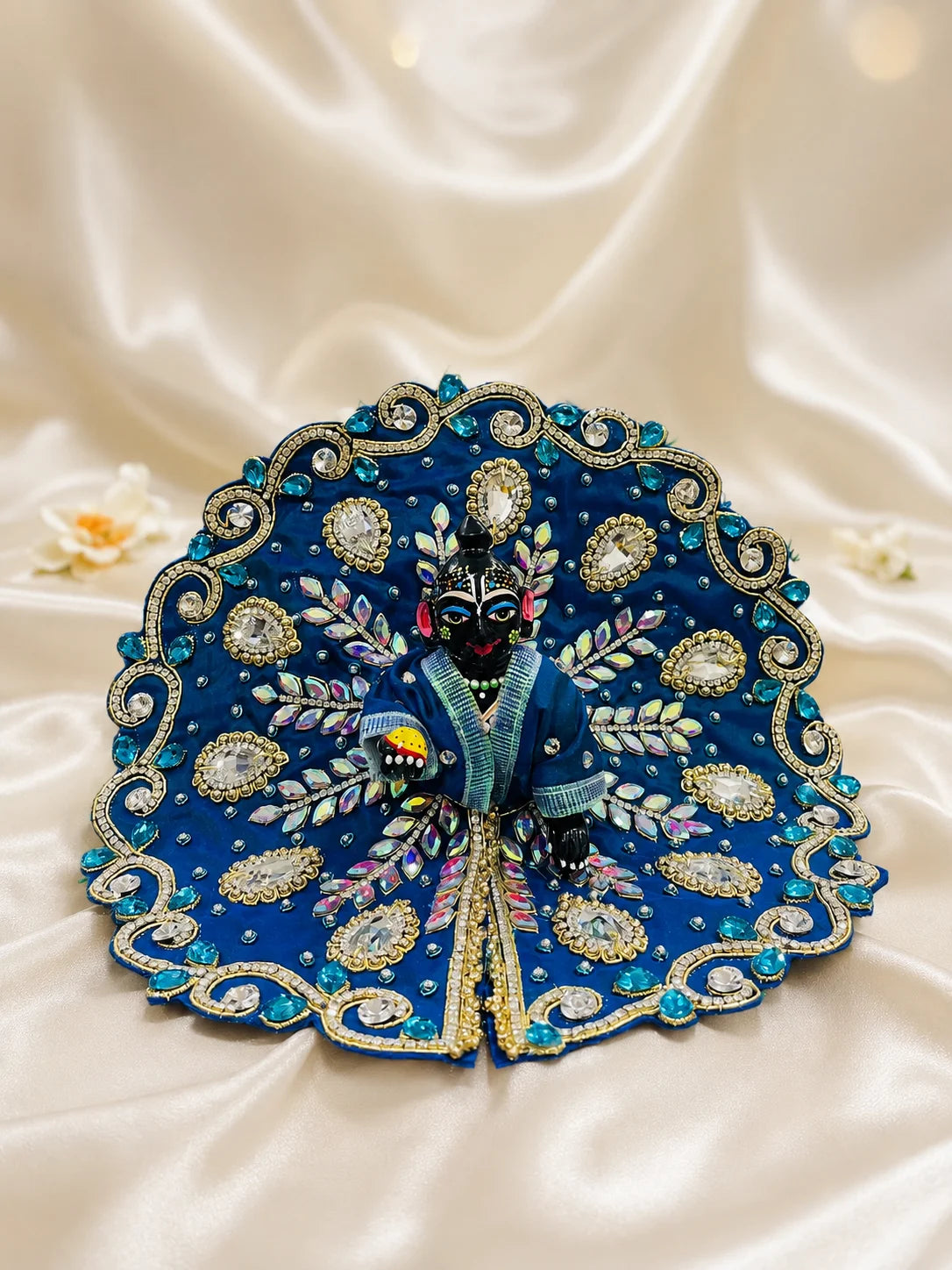 Sapphire Blue Heavy Poshak for Laddu Gopal festive shringar