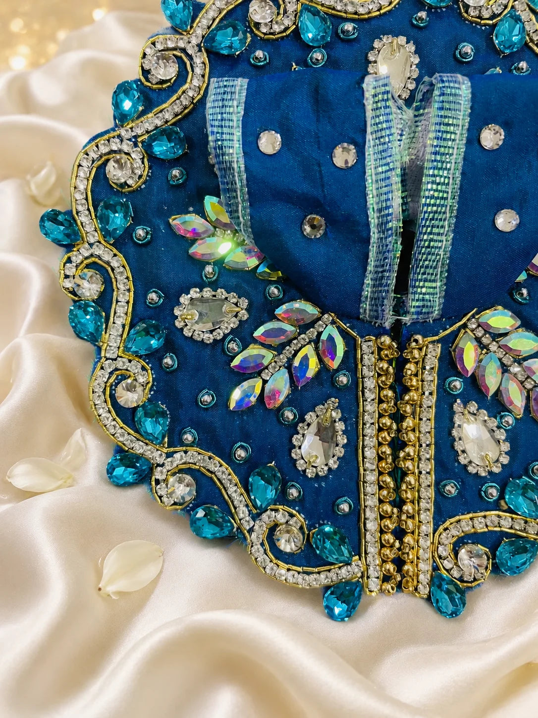 Sapphire Blue Heavy Poshak for Laddu Gopal festive shringar