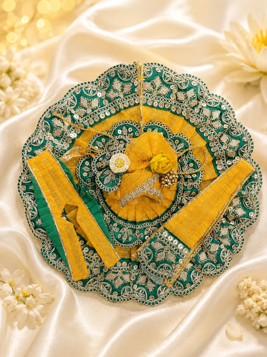 Scalloped Lace Laddu Gopal Poshak Set