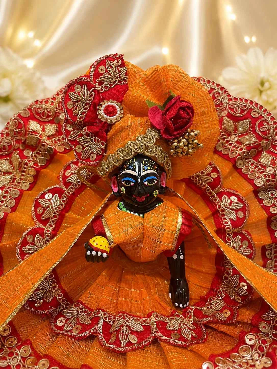 Scalloped Lace Laddu Gopal Poshak Set