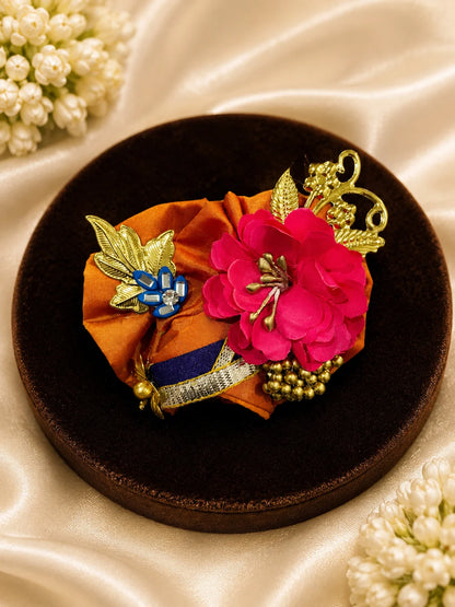 Magenta & Orange Scalloped Zari Border Laddu Gopal Dress Set