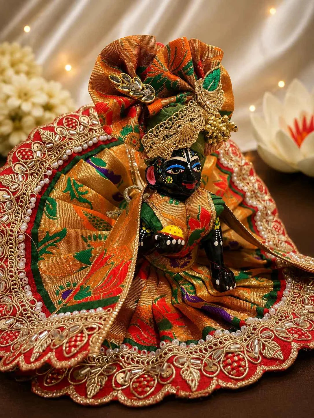 Shahi Swarn Brocade Laddu Gopal Poshak Set